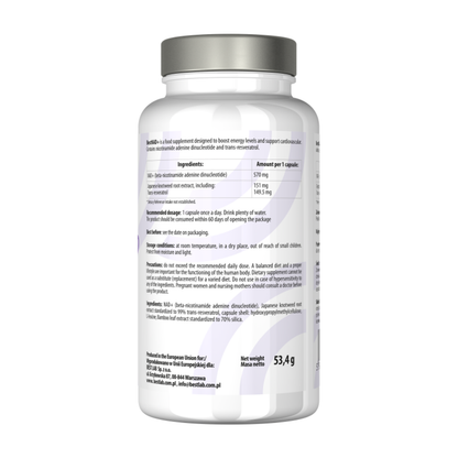 BestNAD+ Voedingssupplement ter ondersteuning van de cardiovasculaire functie en het beheersen van oxidatieve stress